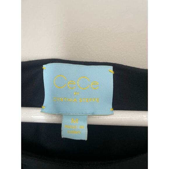 CeCe by Cynthia Steffe Black Long Sleeve Wrap Dress Size Medium Lined - Picture 3 of 5